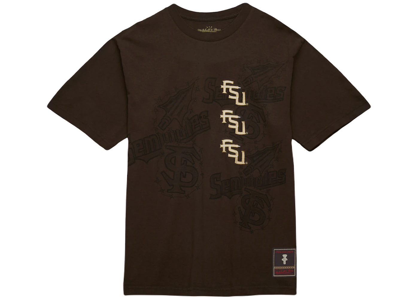 Travis Scott x Mitchell Ness Florida State Seminoles Seal T Shirt Brown