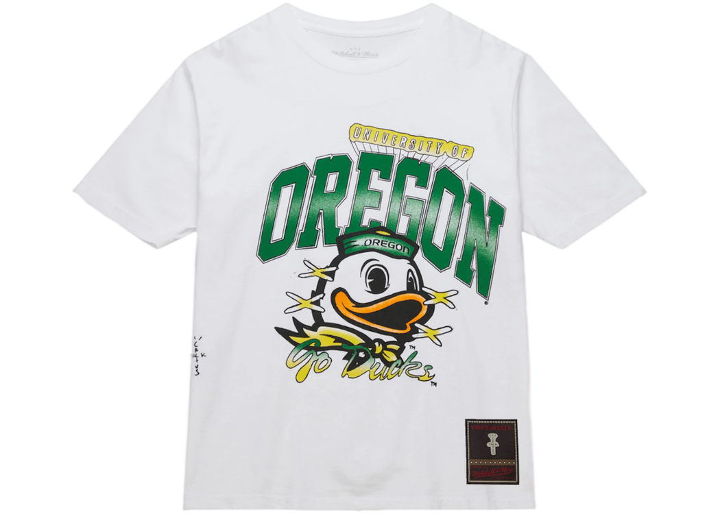 Travis Scott x Mitchell & Ness Oregon Ducks Hand-Drawn T-Shirt TRENDING ...