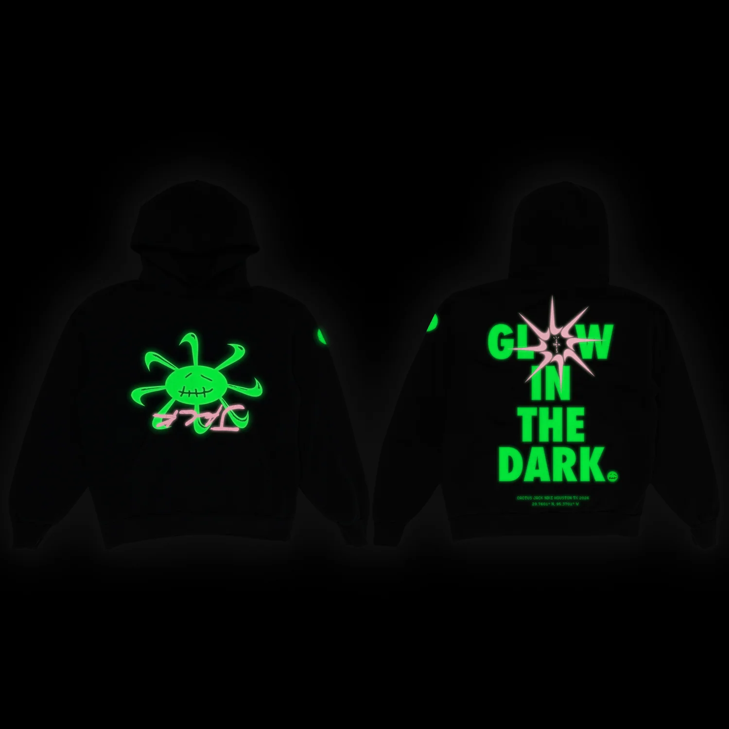 CJ X NIKE SMILEY GLOW IN THE DARK HOODIE (BLACK)